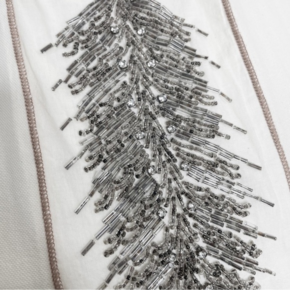 Anthropologie Burning Torch Hand Beaded Embellished Ivory Cotton Jacket Coat - Picture 3 of 13